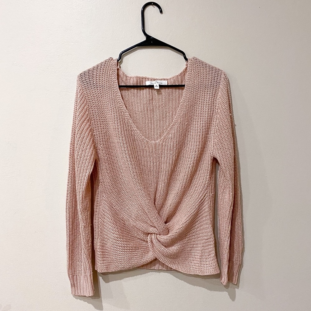 Love Tree Soft Pink Twist Front Sweater